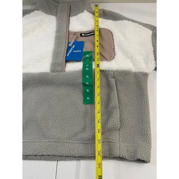 Columbia NWT Women's Long Sleeve Cropped Fleece Pullover, XL, Gray/White - Picture 15 of 16